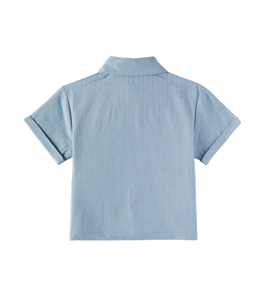 Donsje Baby Brammie Striped Cotton Shirt In Blue
