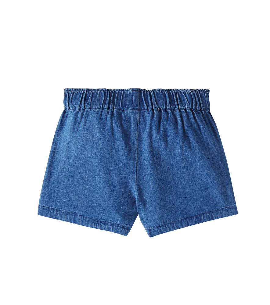 Mini Rodini Note Embroidered Denim Shorts In Blue