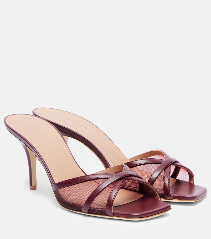 Perla 70 leather and mesh mules