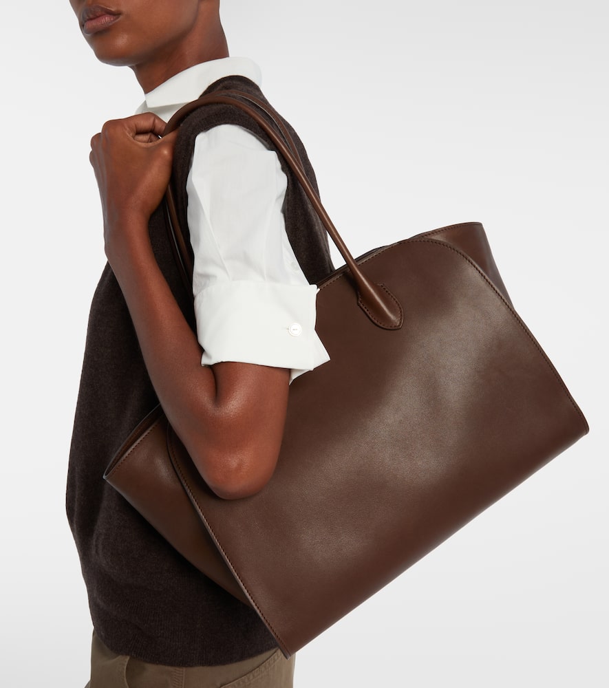 The Row Marlo 14 Leather Tote Bag In Brown