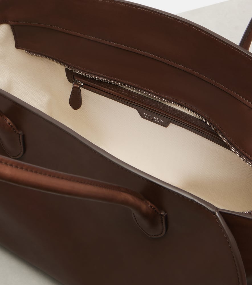 The Row Marlo 14 Leather Tote Bag In Brown