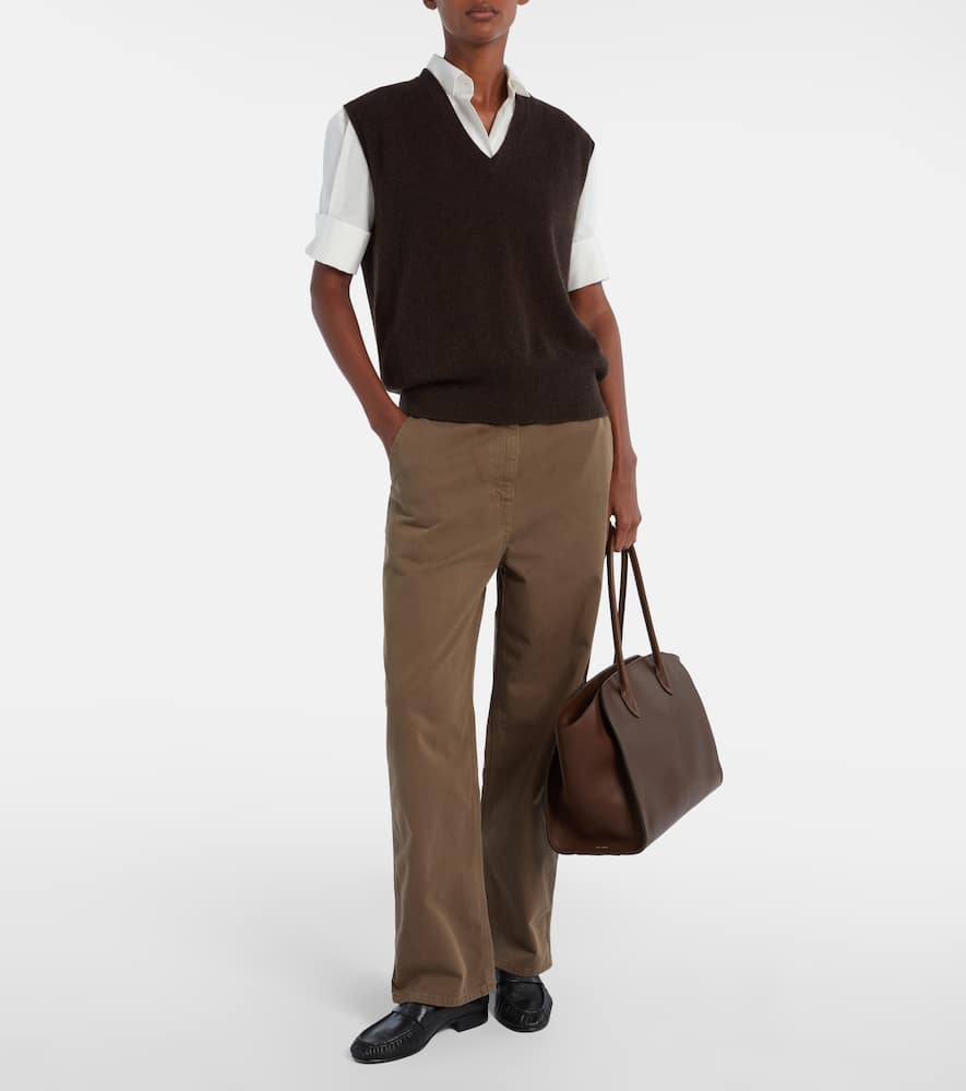 The Row Marlo 14 Leather Tote Bag In Brown