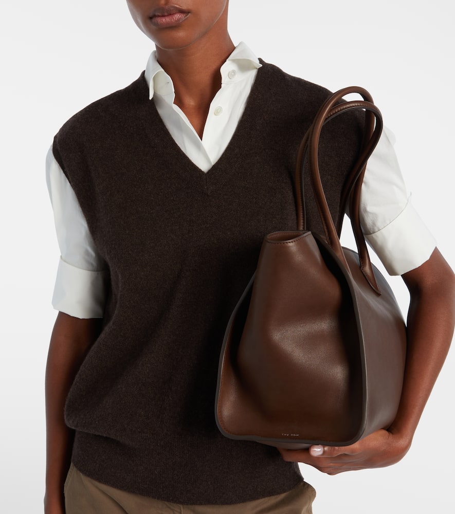 The Row Marlo 14 Leather Tote Bag In Brown