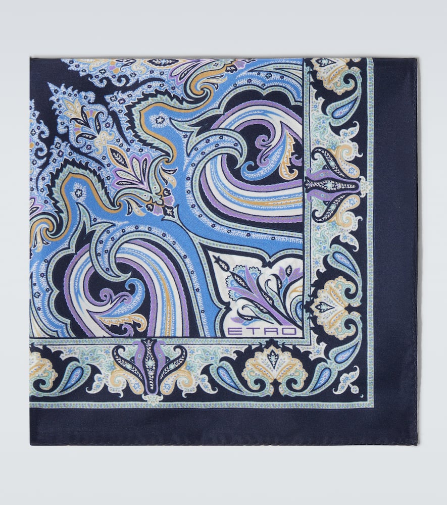 Paisley printed silk pocket square