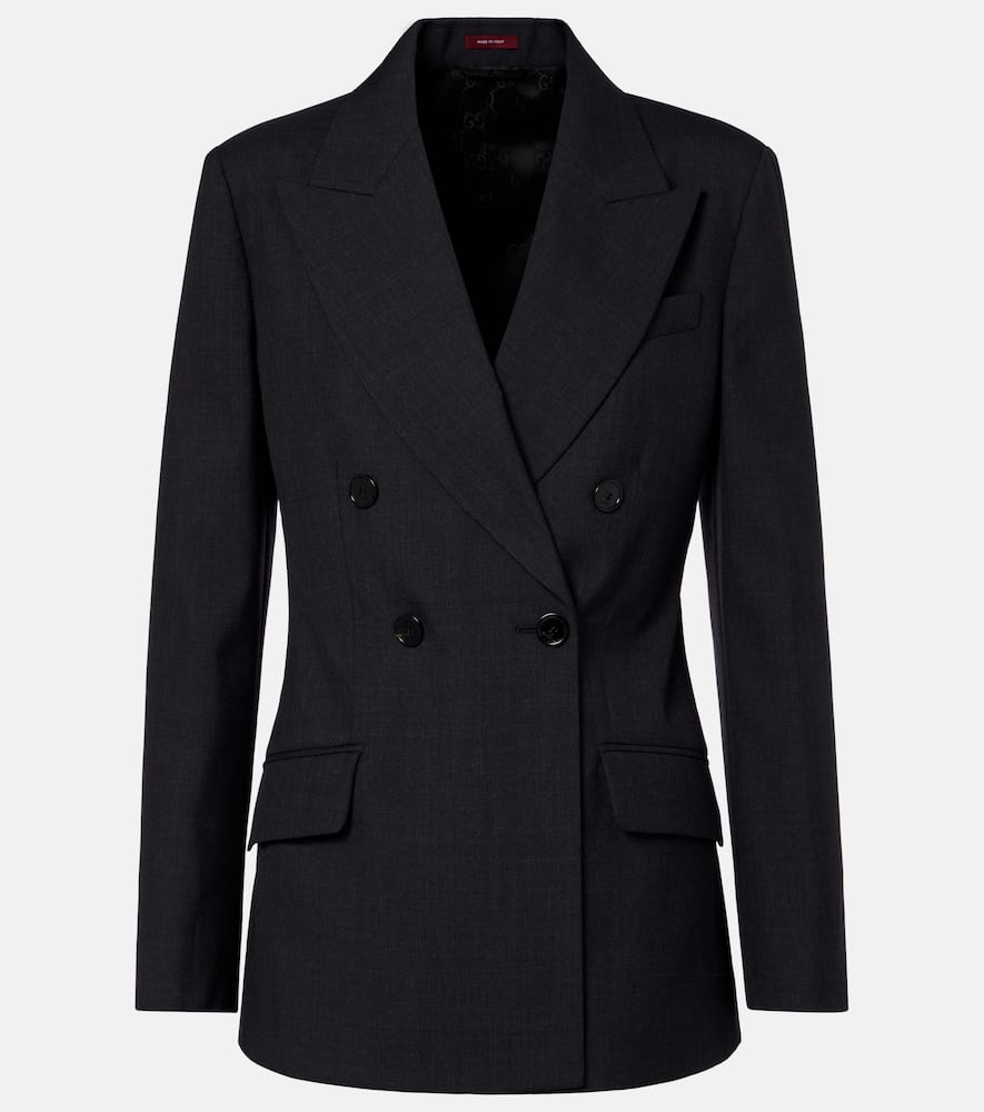 Gucci Double-breasted Wool Blazer In Gray