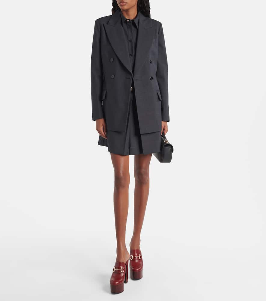 Gucci Double-breasted Wool Blazer In Black
