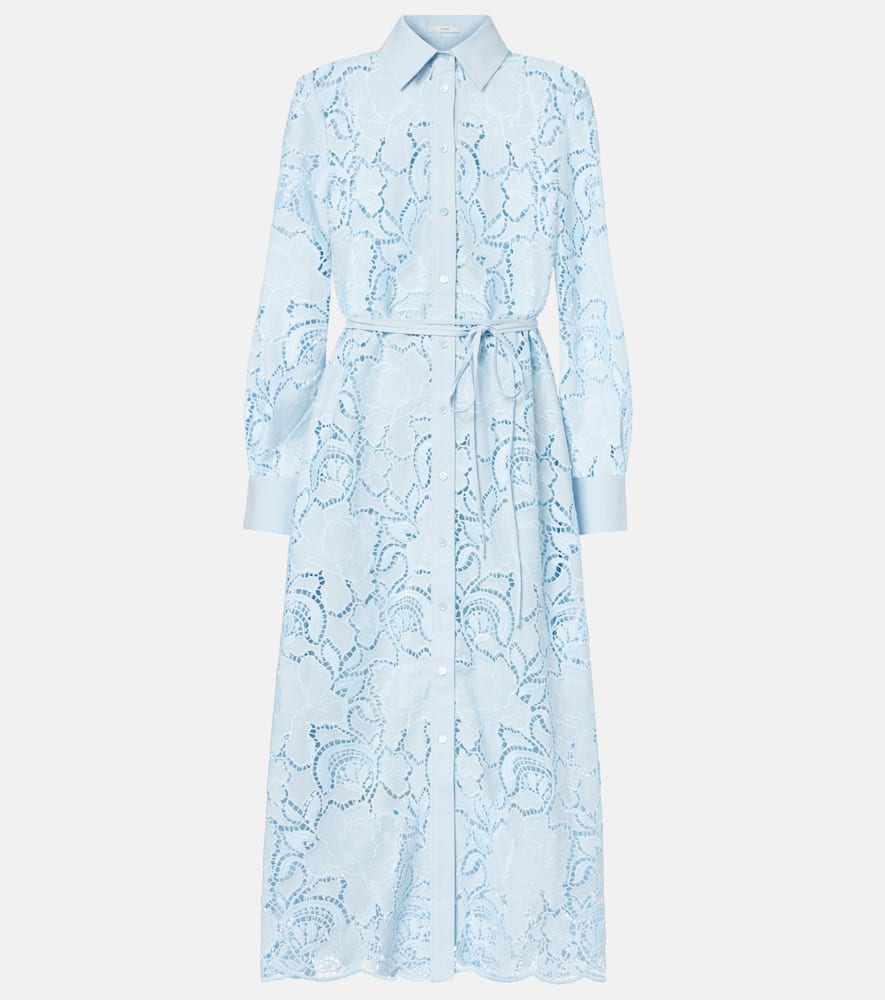 Laser-cut cotton shirt dress