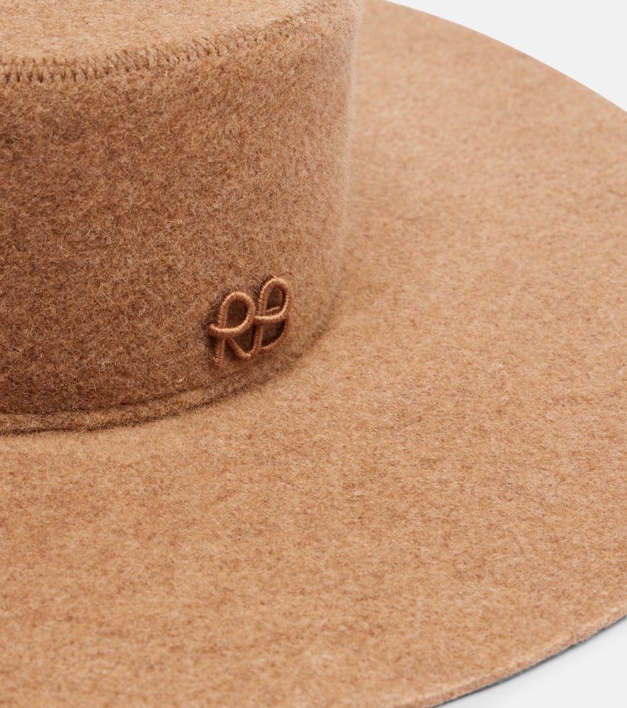 Ruslan Baginskiy Monogram Wool-blend Felt Canotier Hat In Sand
