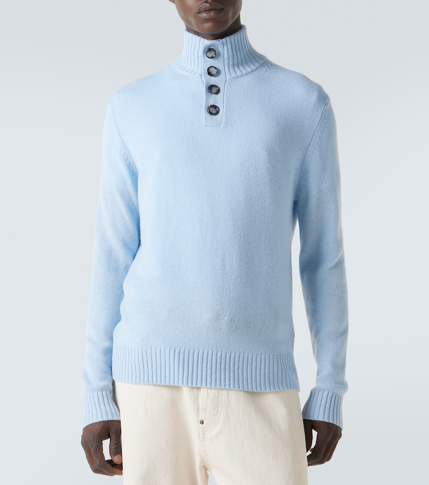 Allude Wool And Cashmere Turtleneck Sweater In Blue