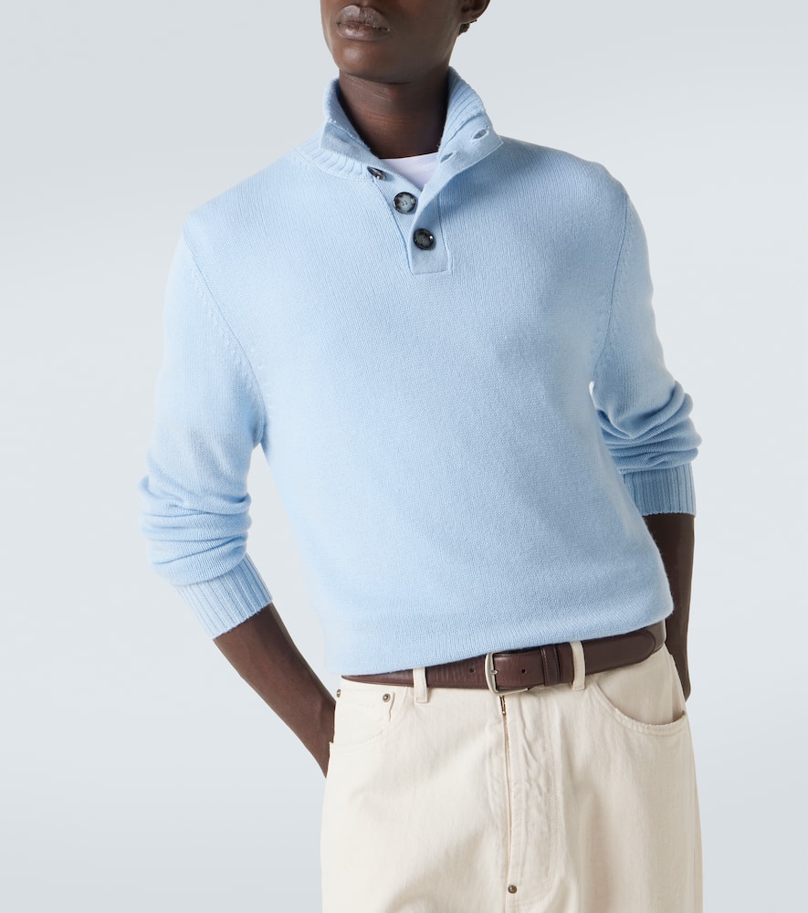 Allude Wool And Cashmere Turtleneck Sweater In Blue