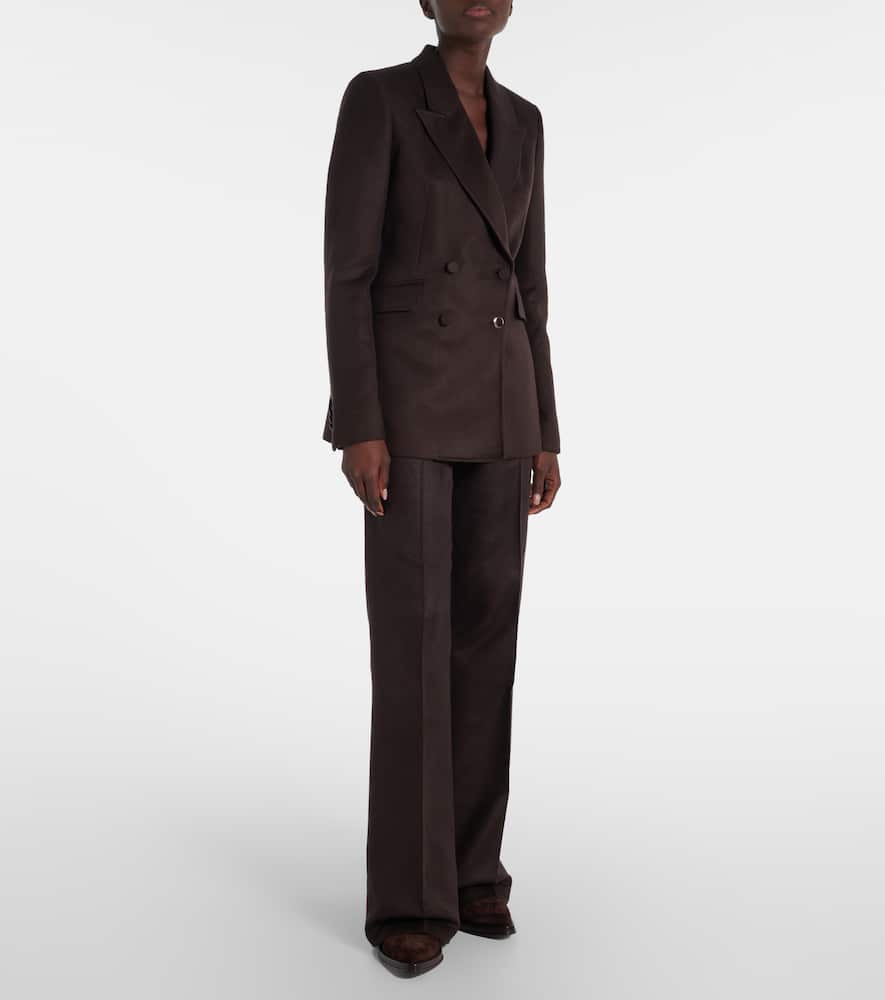 Gabriela Hearst Womens Chocolate Vesta Straight-leg Brushed Silk Trousers In Brown