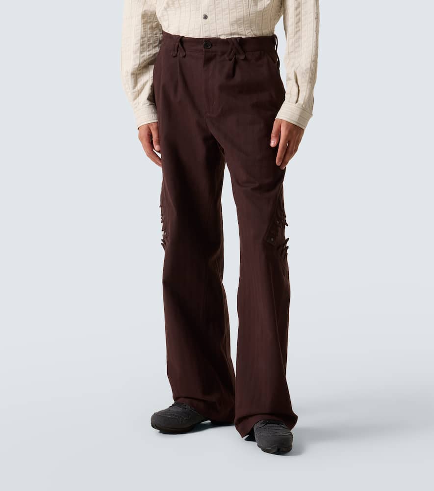 Kiko Kostadinov Estike Cotton-blend Wide-leg Pants In Brown