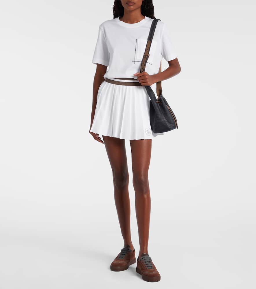 Brunello Cucinelli Pleated High-rise Poplin Skort In White