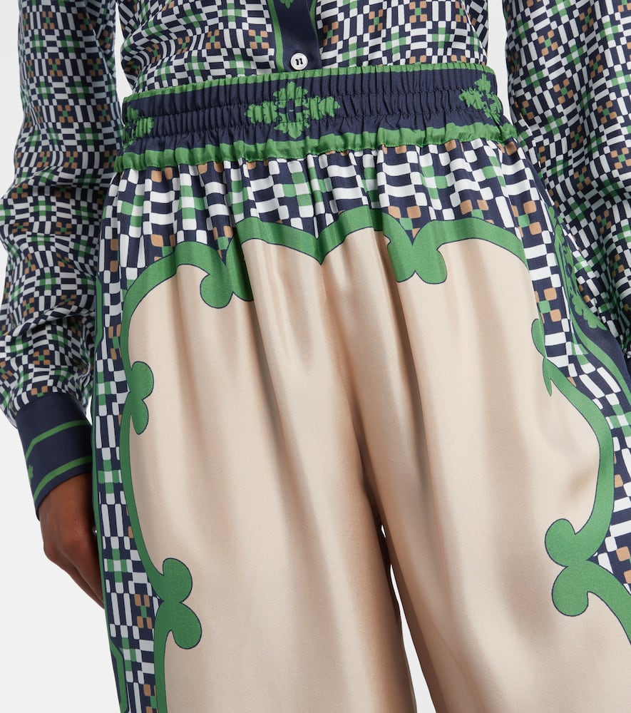 La Doublej Printed Silk Twill Palazzo Pants In Multi