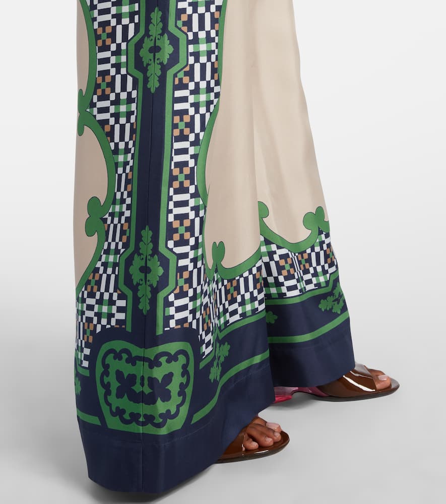 La Doublej Printed Silk Twill Palazzo Pants In Multi
