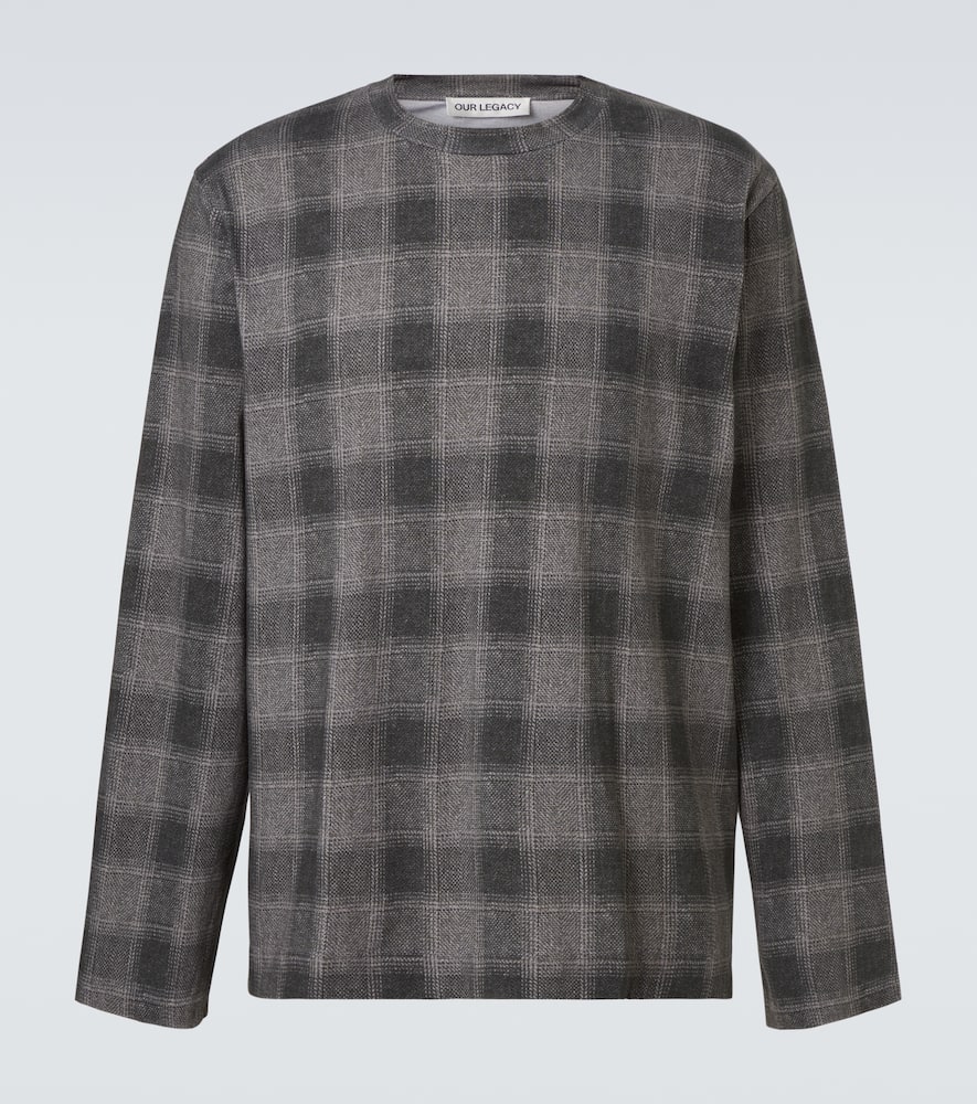 Our Legacy Box Longsleeve In Oakland Check Legacy Jersey In Gray