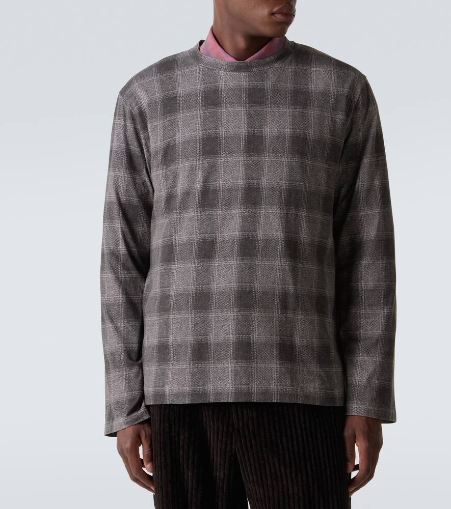 Our Legacy Box Longsleeve In Oakland Check Legacy Jersey In Gray