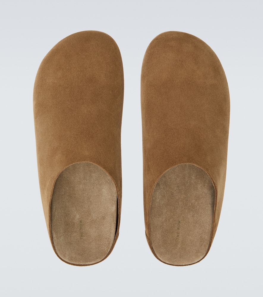 The Row Hudson Suede Mules In Brown