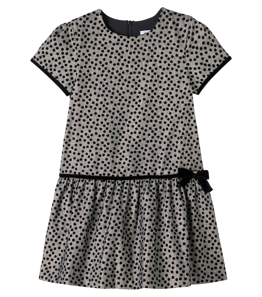 Tartine Et Chocolat Polka-dot Cotton-blend Dress In Gray