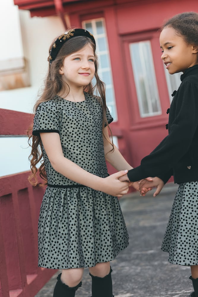 Tartine Et Chocolat Polka-dot Cotton-blend Dress In Gray