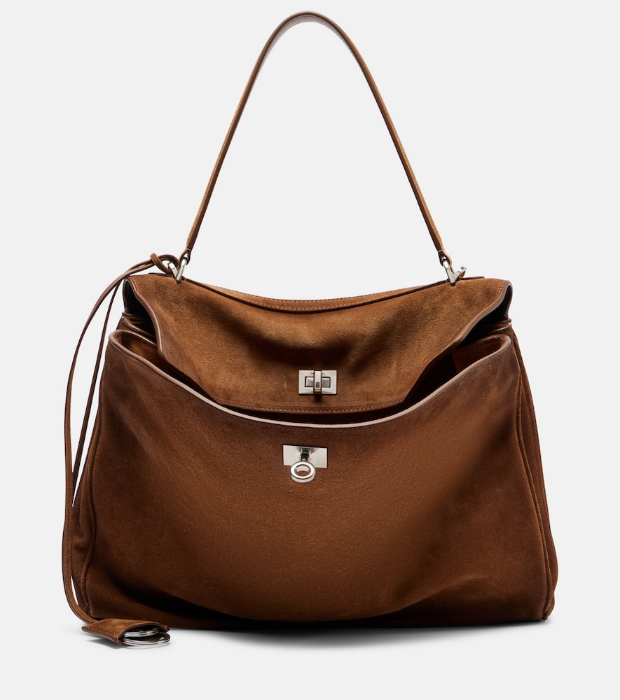 Balenciaga Rodeo Medium Suede Tote Bag In Brown