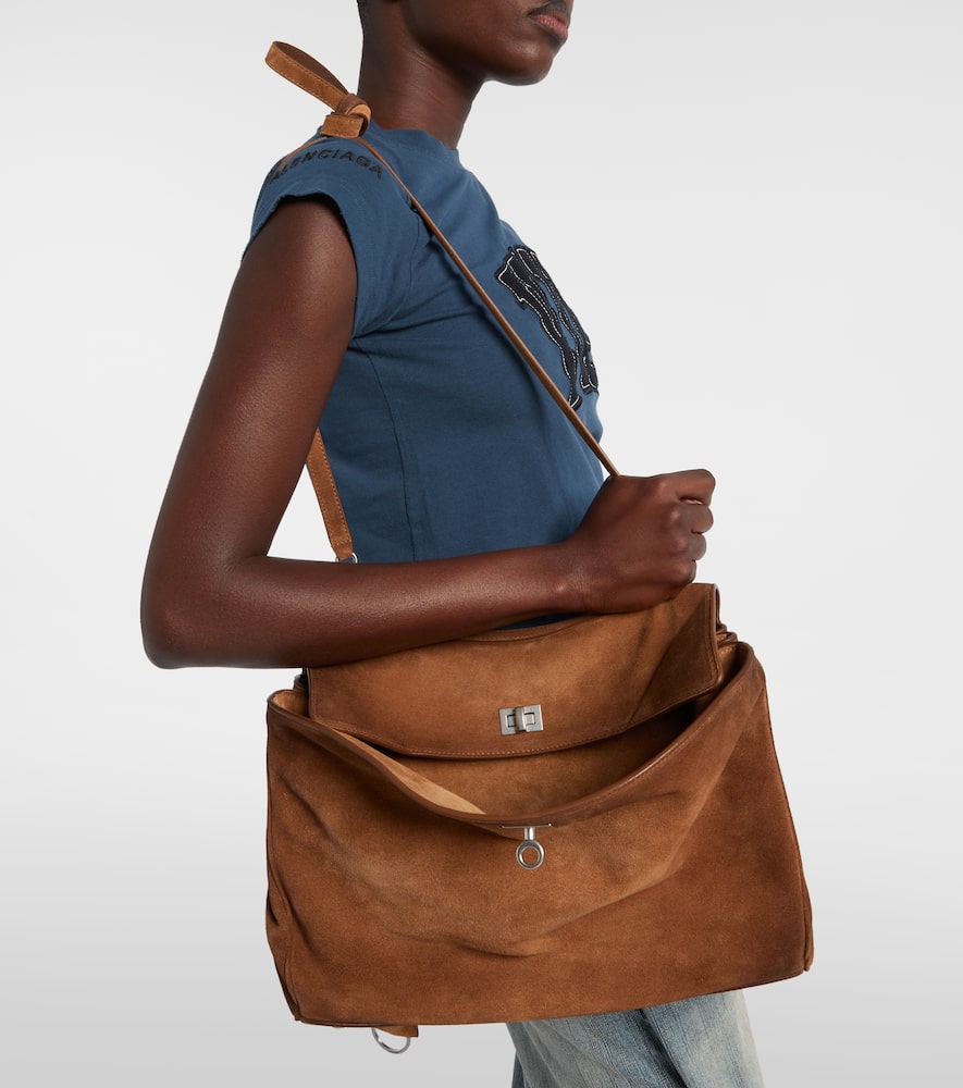 Balenciaga Rodeo Medium Suede Tote Bag In Brown