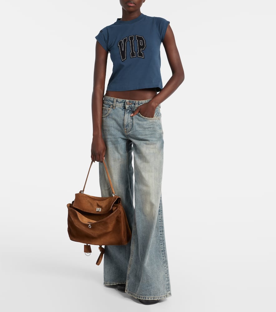 Balenciaga Rodeo Medium Suede Tote Bag In Brown