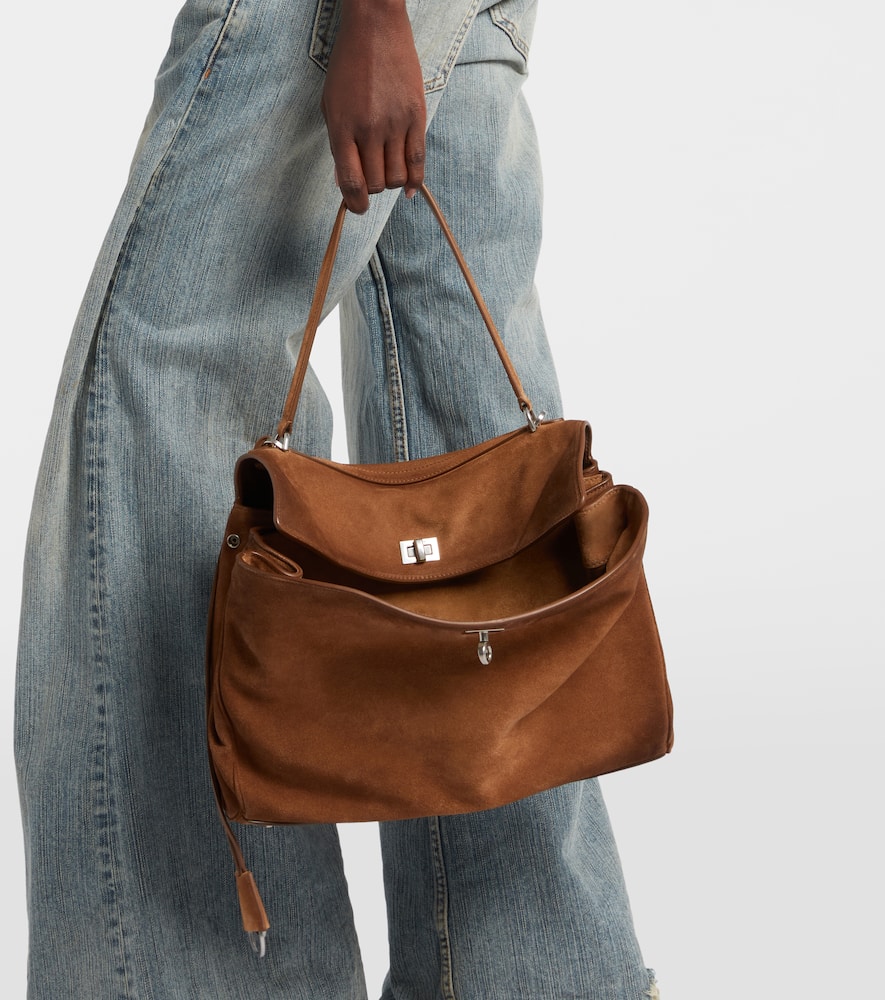 Balenciaga Rodeo Medium Suede Tote Bag In Brown