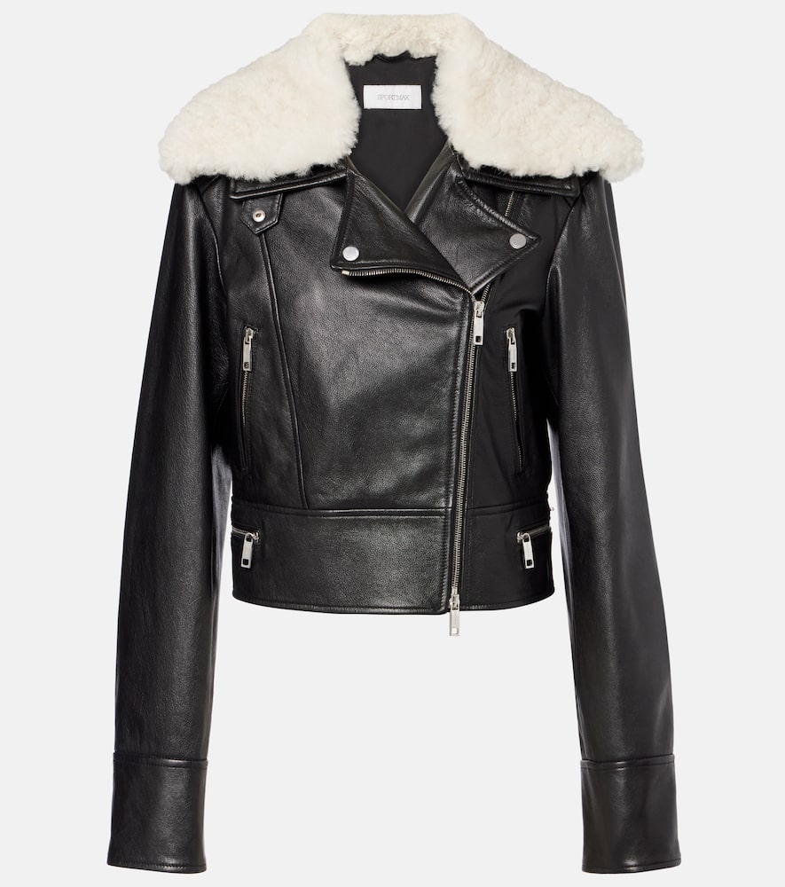 Toscana shearling-trimmed leather jacket