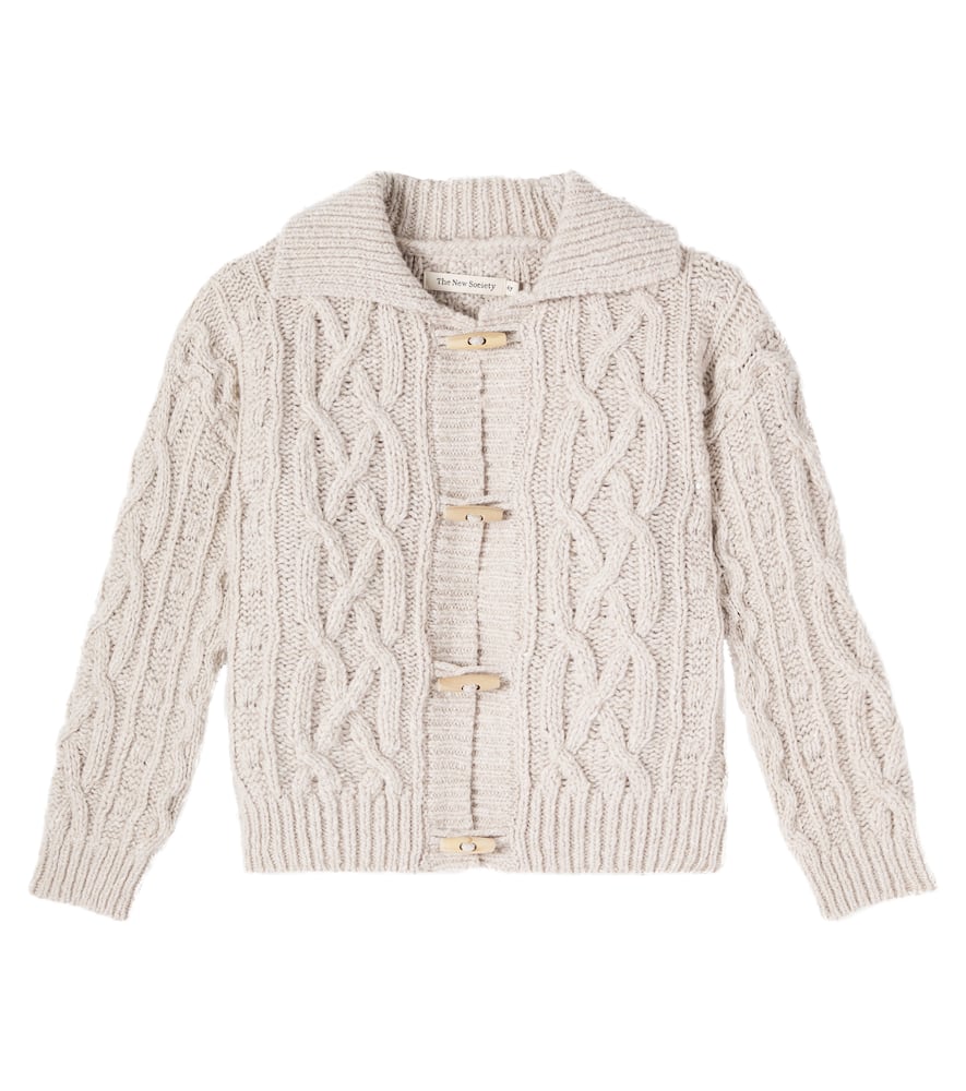 The New Society Maria Cable-knit Wool-blend Cardigan In Neutral