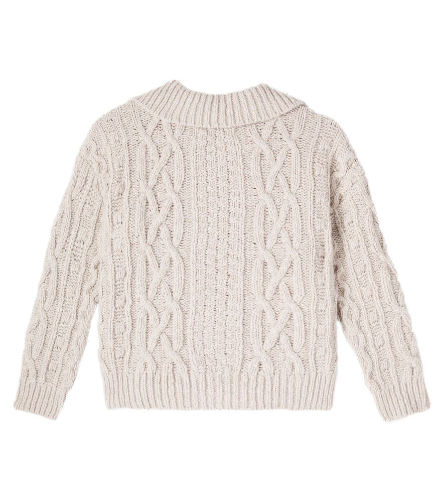 The New Society Maria Cable-knit Wool-blend Cardigan In Neutral