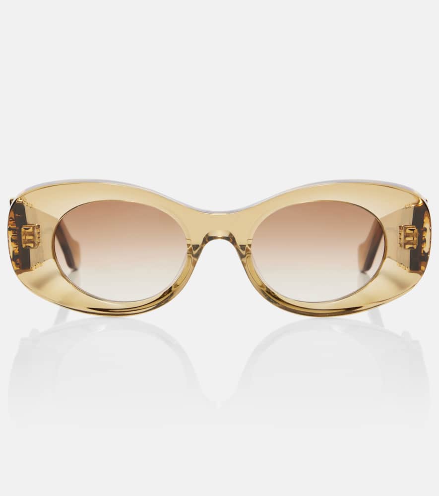 Loewe Womens Transparent Olive G821mxix01 Oval Frame Acetate Sunglasses In Gold
