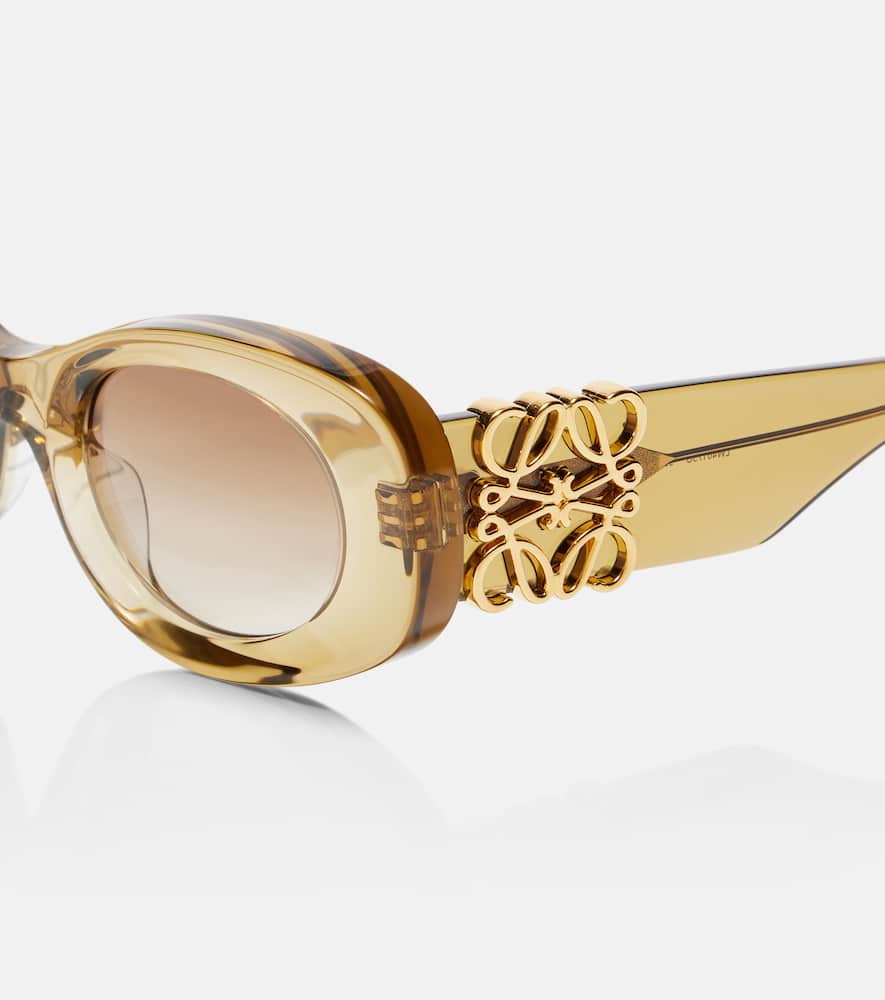 Loewe Womens Transparent Olive G821mxix01 Oval Frame Acetate Sunglasses In Gold
