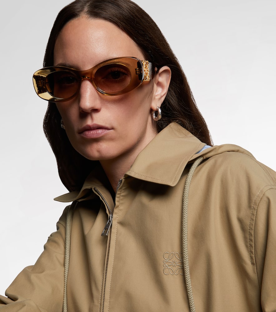 Loewe Womens Transparent Olive G821mxix01 Oval Frame Acetate Sunglasses In Gold
