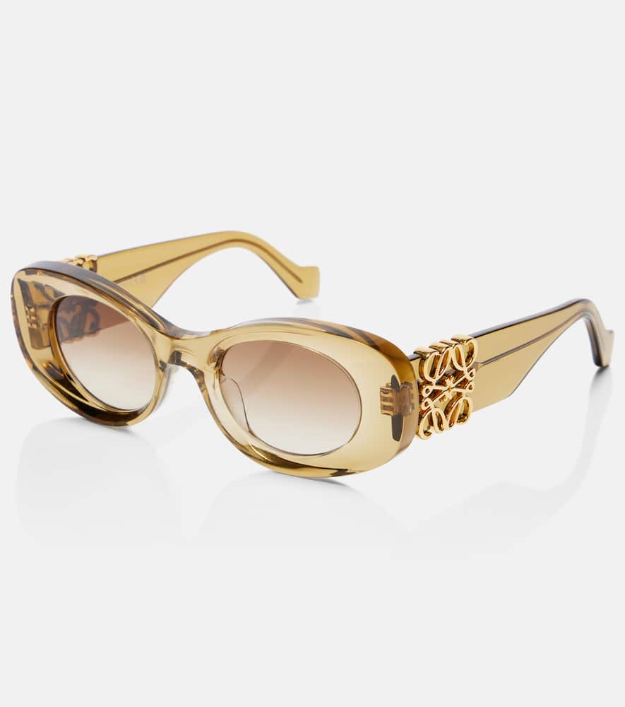Loewe Womens Transparent Olive G821mxix01 Oval Frame Acetate Sunglasses In Gold
