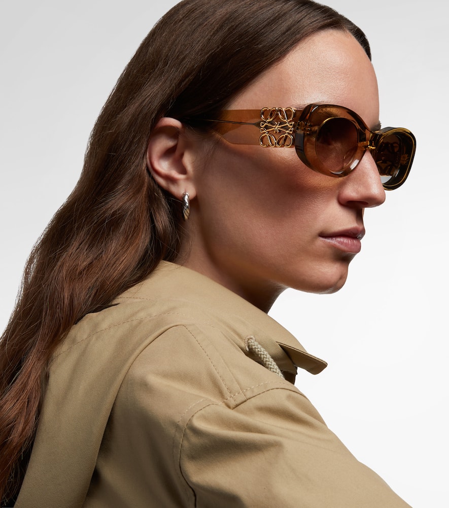 Loewe Womens Transparent Olive G821mxix01 Oval Frame Acetate Sunglasses In Gold