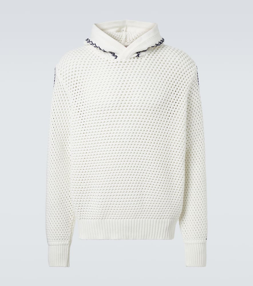 Kirk striped crochet cotton-blend hoodie
