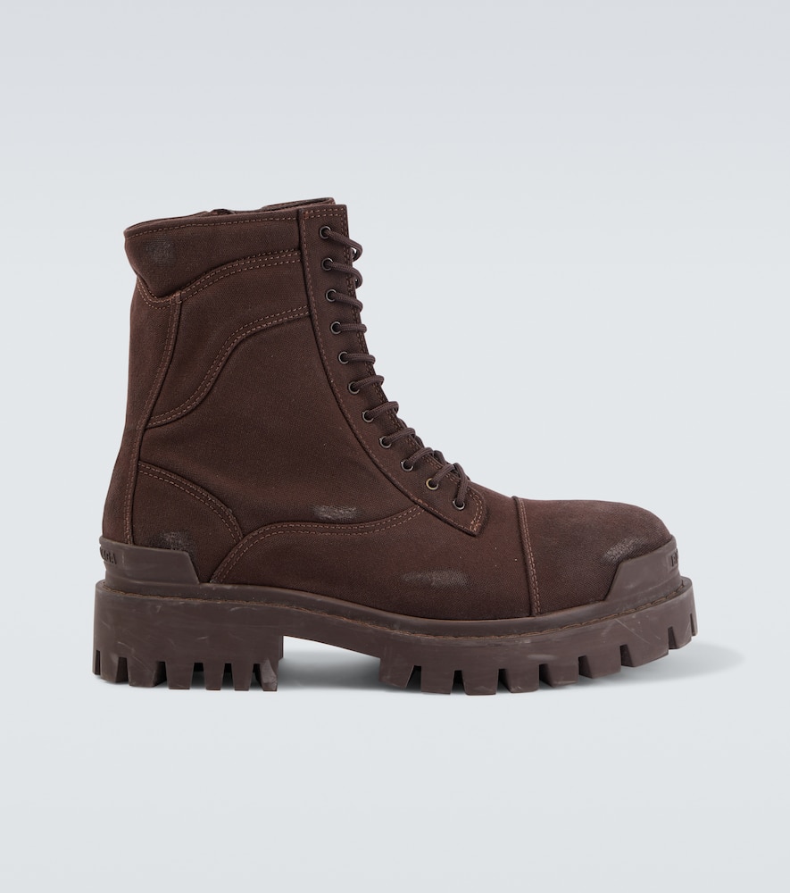 Balenciaga Strike Combat Boots In Brown