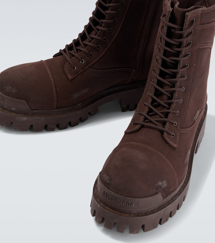 Balenciaga Strike Combat Boots In Brown