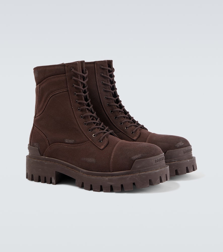 Balenciaga Strike Combat Boots In Brown