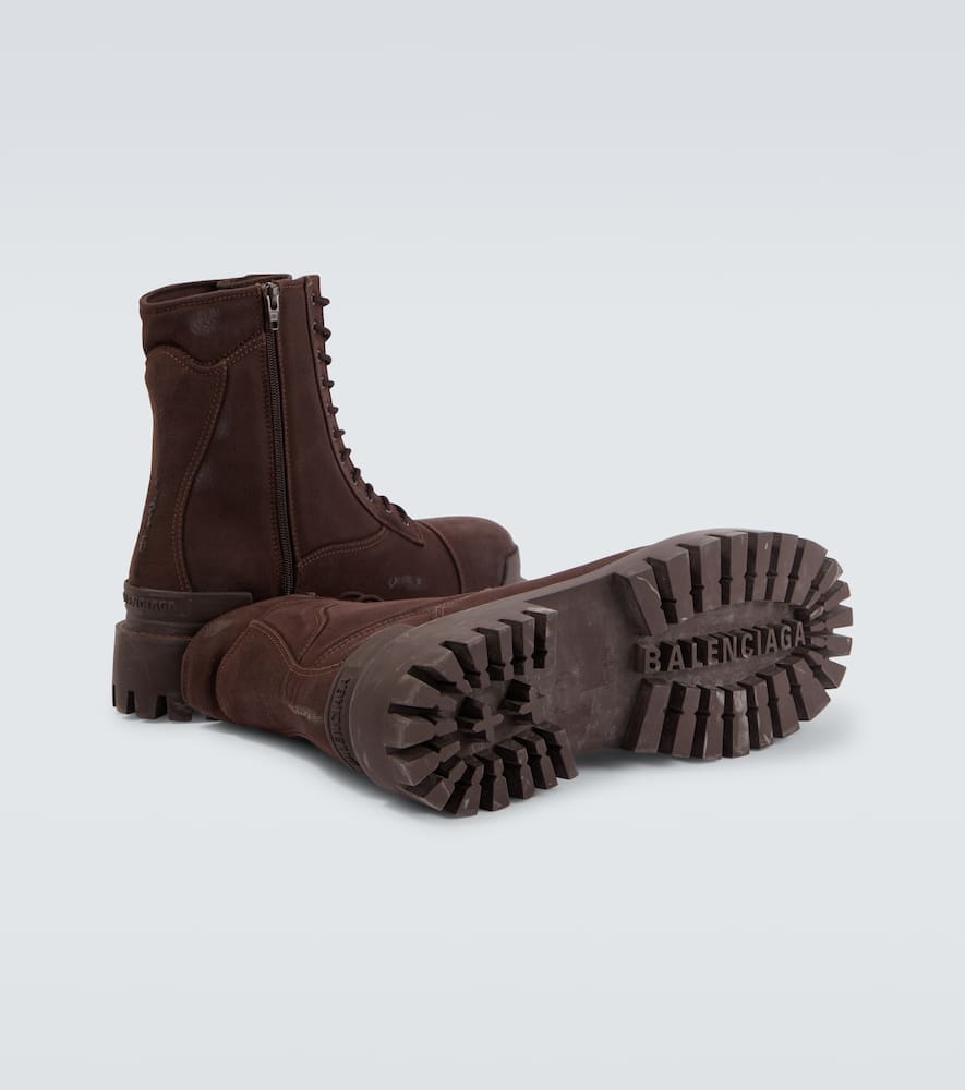 Balenciaga Strike Combat Boots In Brown