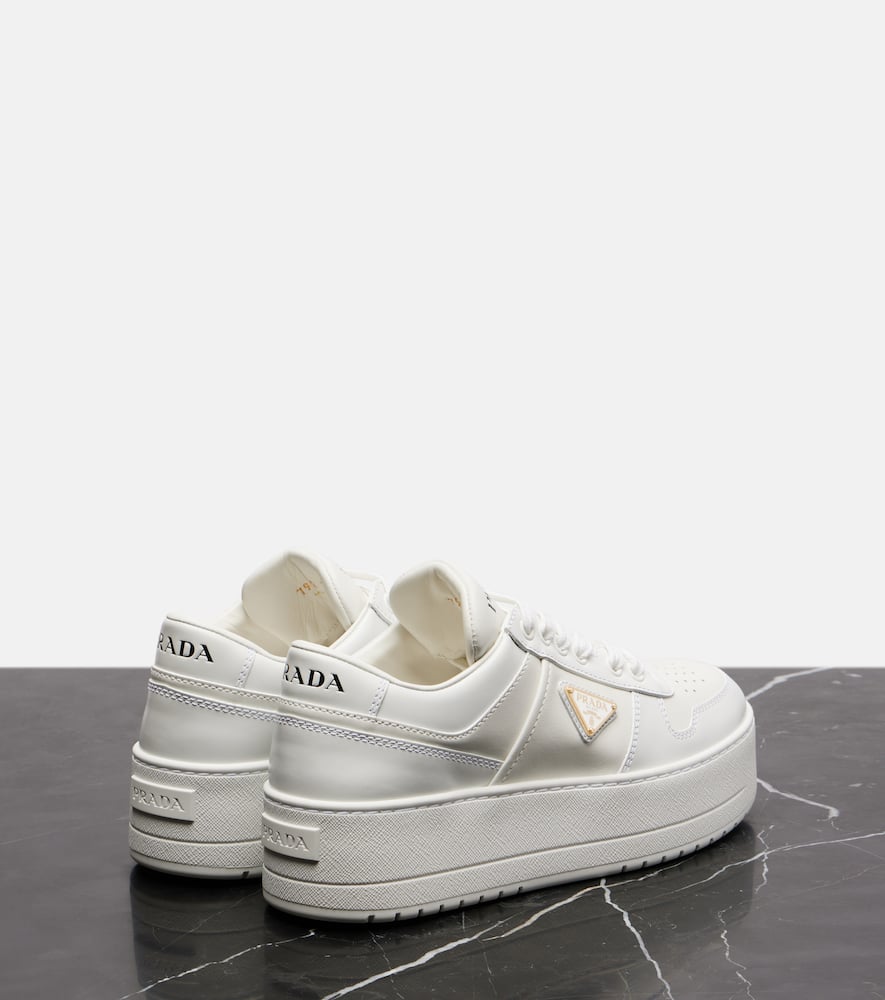 Prada Downtown Bold Leather Platform Sneakers In Pink