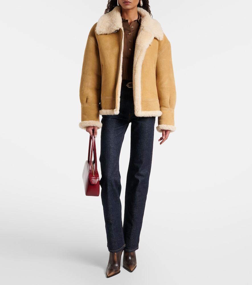 Nour Hammour Portia shearling-lined suede jacket