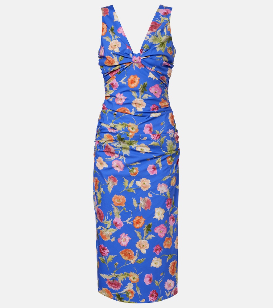Carolina Herrera Robe midi en coton mélangé à fleurs