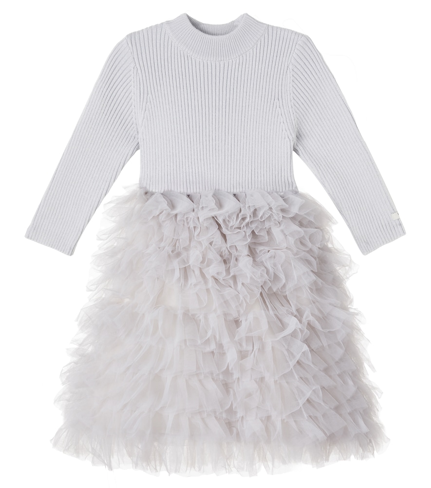 Donsje Grey Baby Cecilly Wool-Blend Tulle Dress M Size 24-30 - Mytheresa
