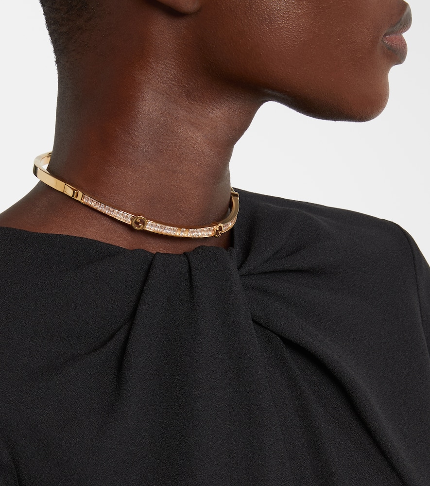 Gucci Blondie Embellished Gold-plated Choker In Gold