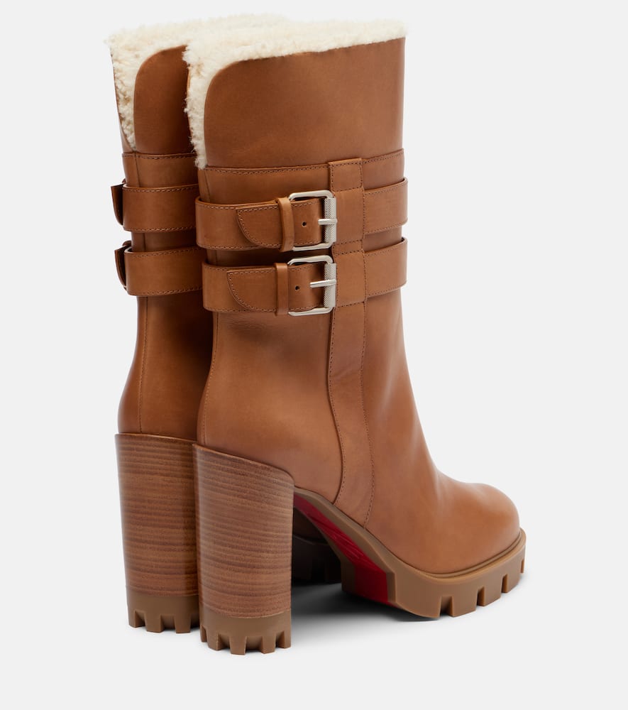 Christian Louboutin Elisawalk 100 Leather Ankle Boots In Brown
