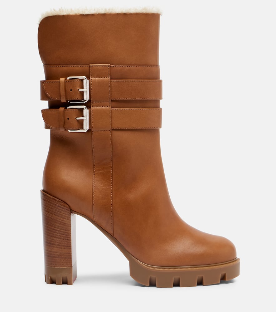 Christian Louboutin Elisawalk 100 Leather Ankle Boots In Brown