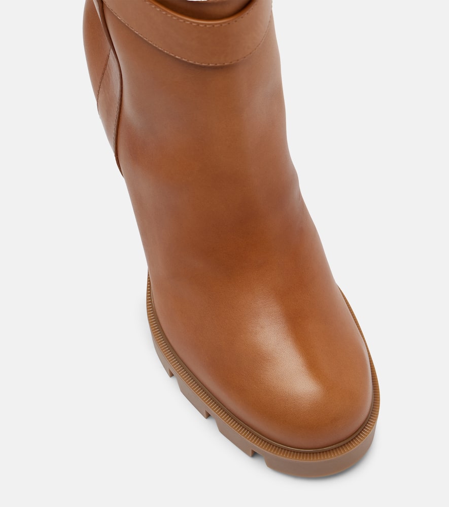 Christian Louboutin Elisawalk 100 Leather Ankle Boots In Brown