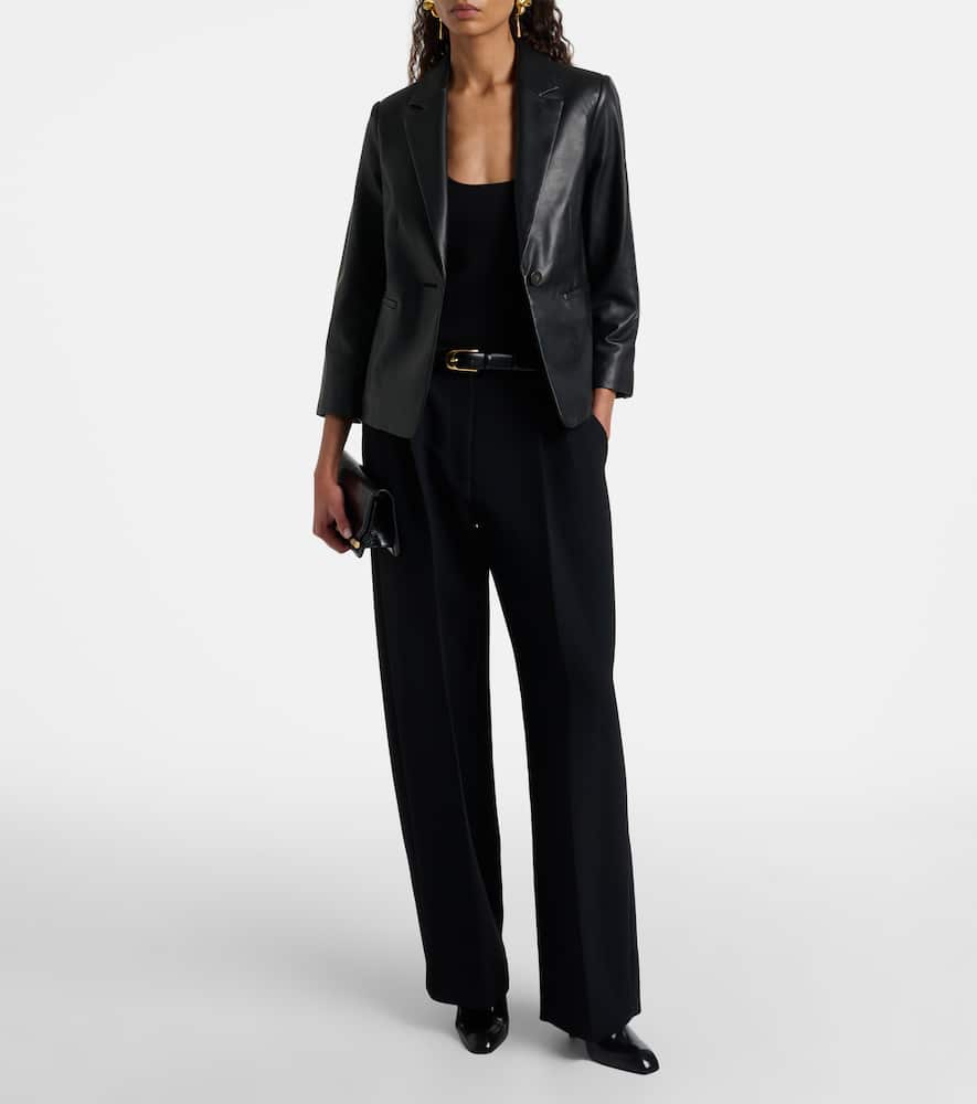 Vince Leather Blazer In Black